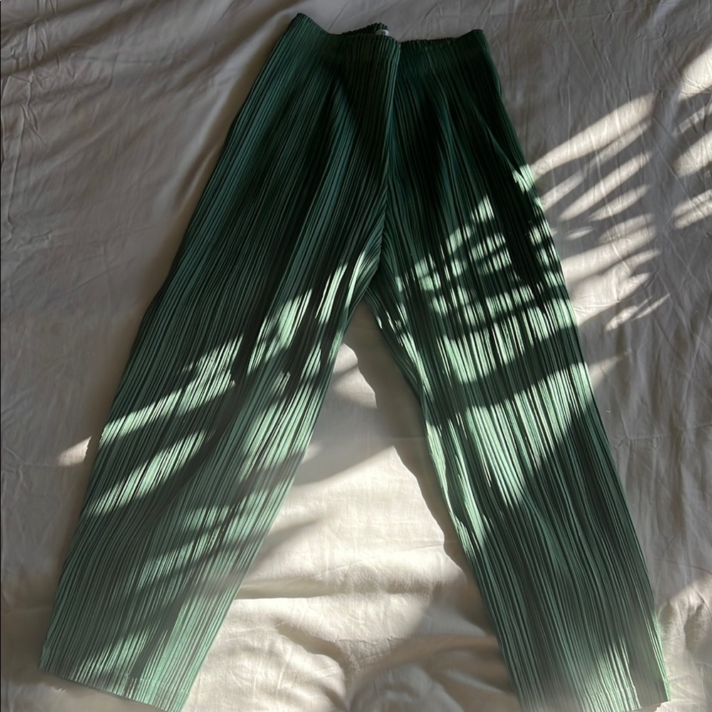 Pleats Please Issey Miyake Green Calia Trousers 2